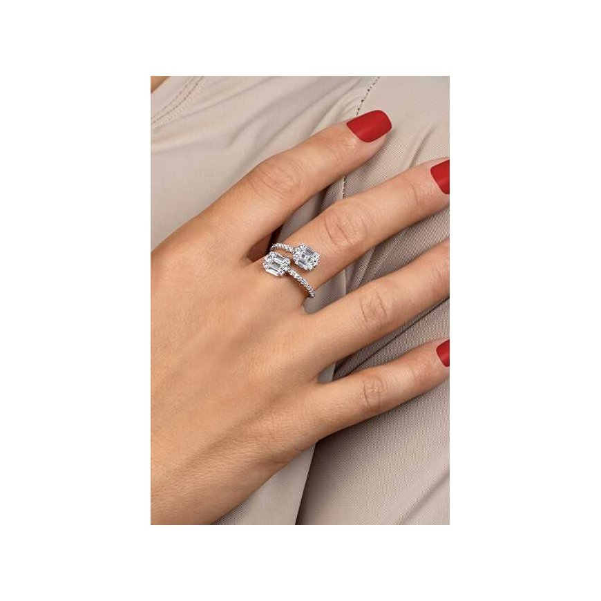 Brilio Silver Silver sparkling ring with clear zircons RI078W – 3