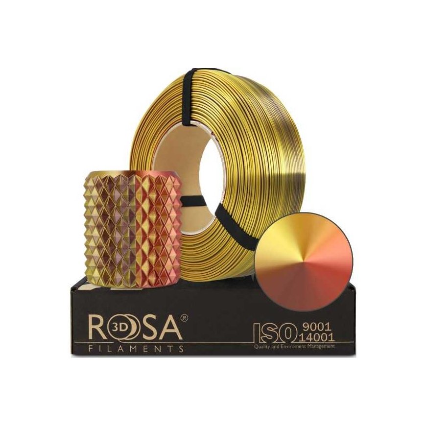 3D plastikas PLA tripusė aukso/vario/bronzos (Treasure) 1.75mm 1kg refill pakuotė Rosa3D – 3