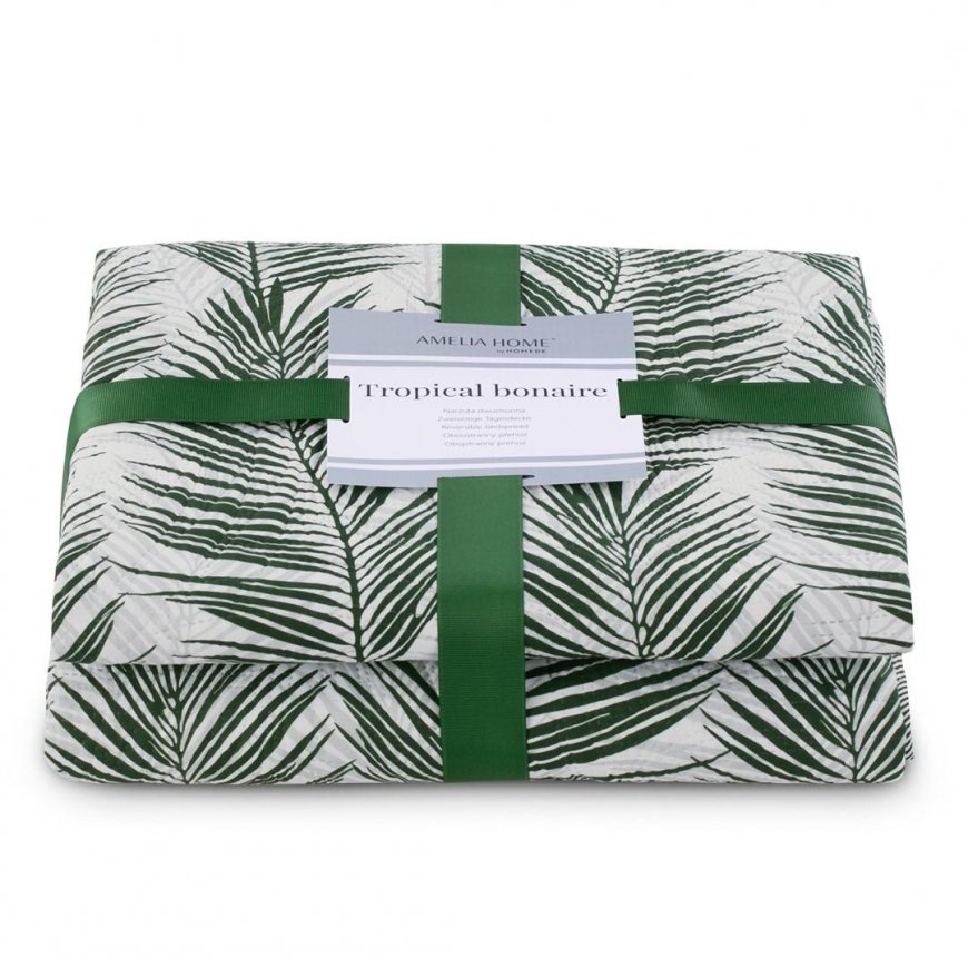 AmeliaHome Bedspread TROPICALBONAIRE BOTTLEGREEN 200 X 220 – 4