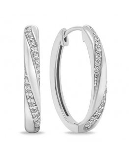 Brilio Silver Decent silver oval earrings with clear zircons EA661W
