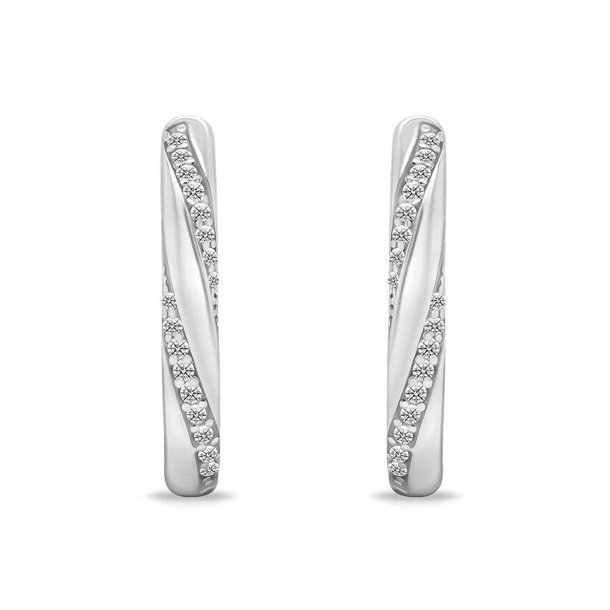 Brilio Silver Decent silver oval earrings with clear zircons EA661W – 2