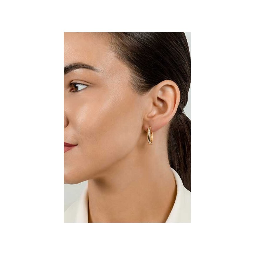 Brilio Silver Decent silver oval earrings with clear zircons EA661W – 3