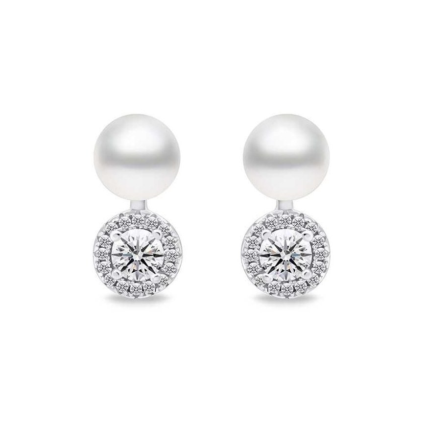 Brilio Silver Elegant pearl earrings with zircons EA611W – 2