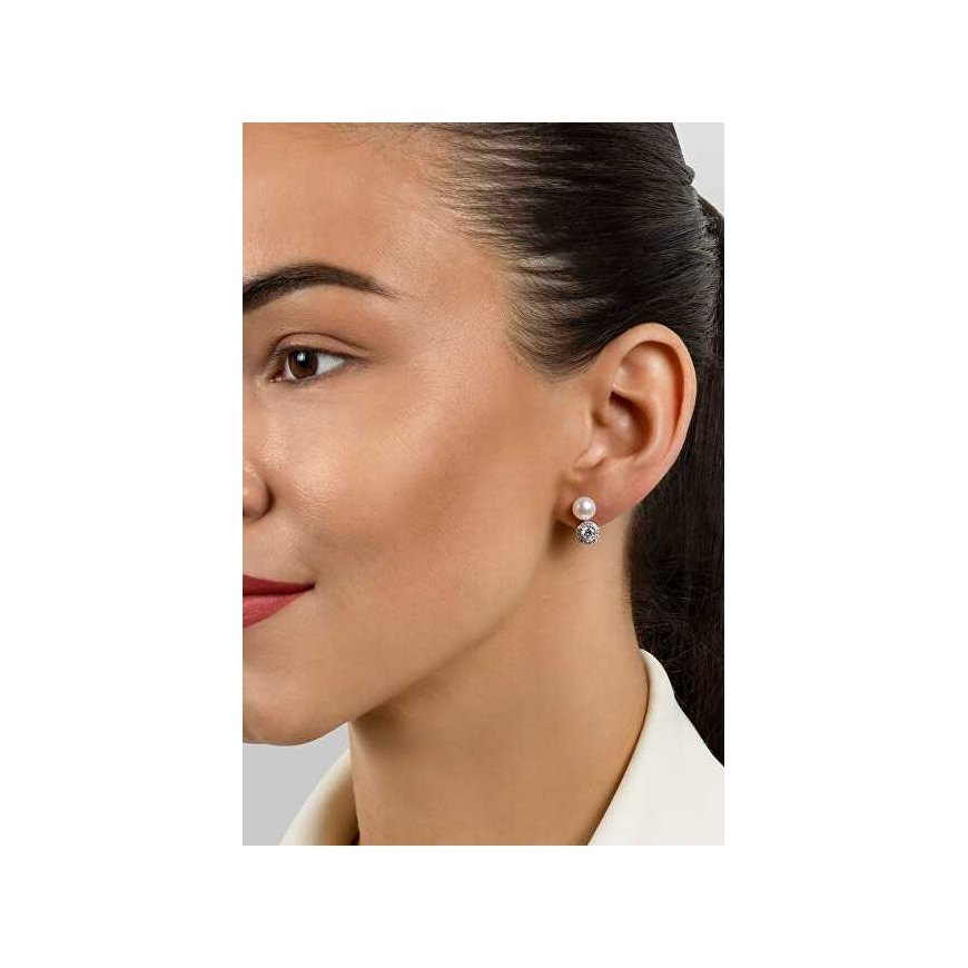 Brilio Silver Elegant pearl earrings with zircons EA611W – 3