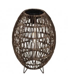 Atmosphera Solar lamp with wicker shade, Ø 21 cm, brown
