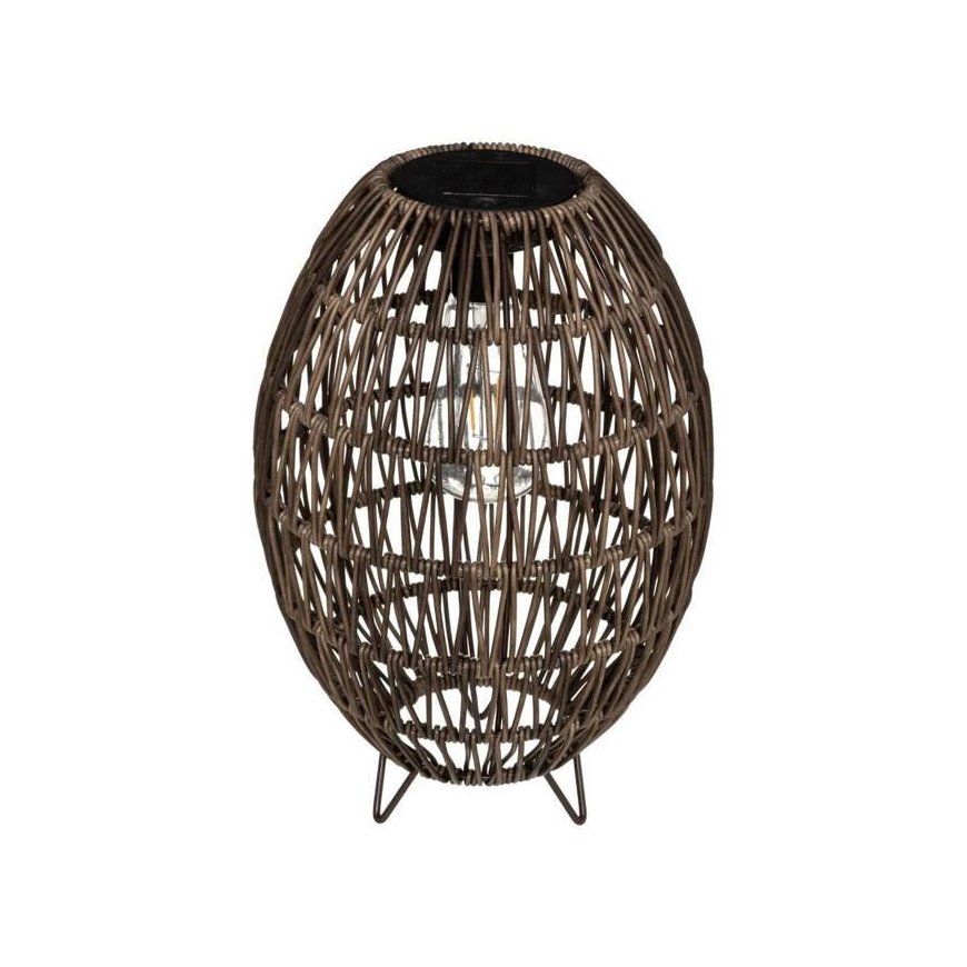 Atmosphera Solar lamp with wicker shade, Ø 21 cm, brown