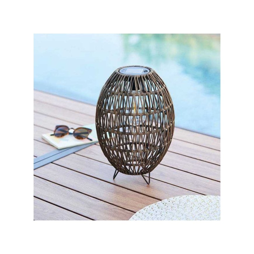 Atmosphera Solar lamp with wicker shade, Ø 21 cm, brown – 2