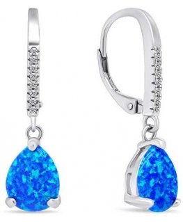Brilio Silver Decent silver earrings with synthetic opals EA652WB
