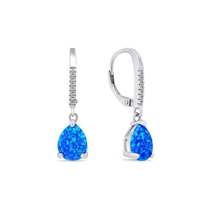 Brilio Silver Decent silver earrings with synthetic opals EA652WB