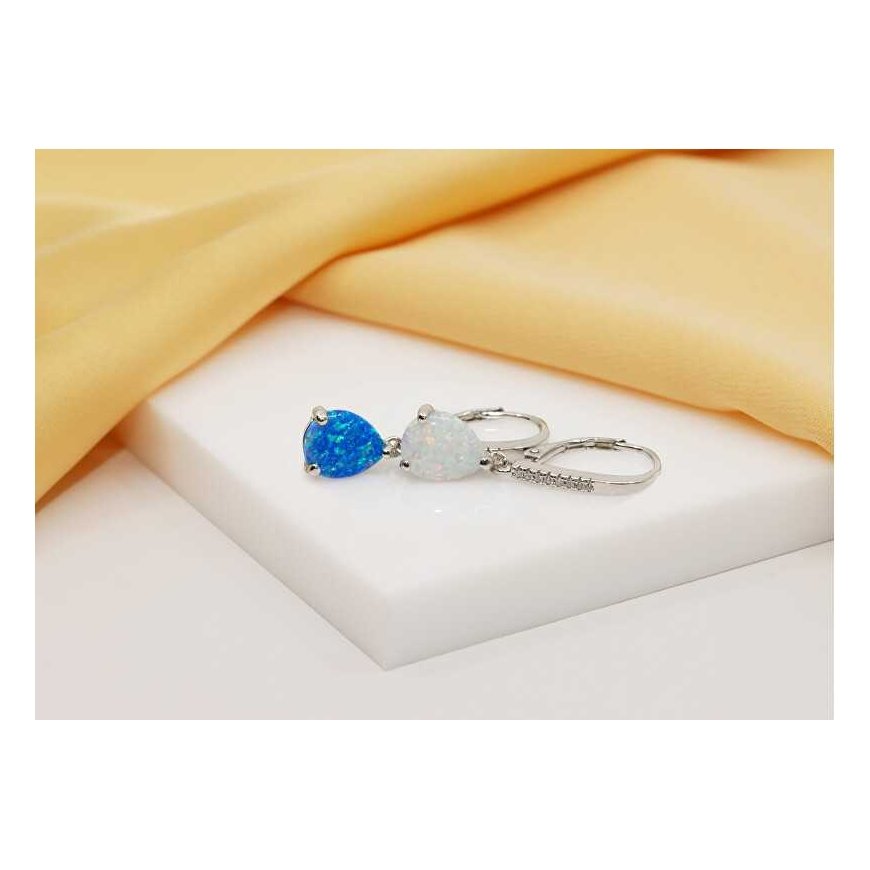 Brilio Silver Decent silver earrings with synthetic opals EA652WB – 5