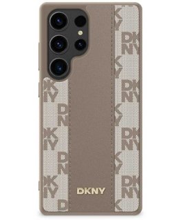 DKNY leather checkered pattern MagSafe case for Samsung Galaxy S25 taupe