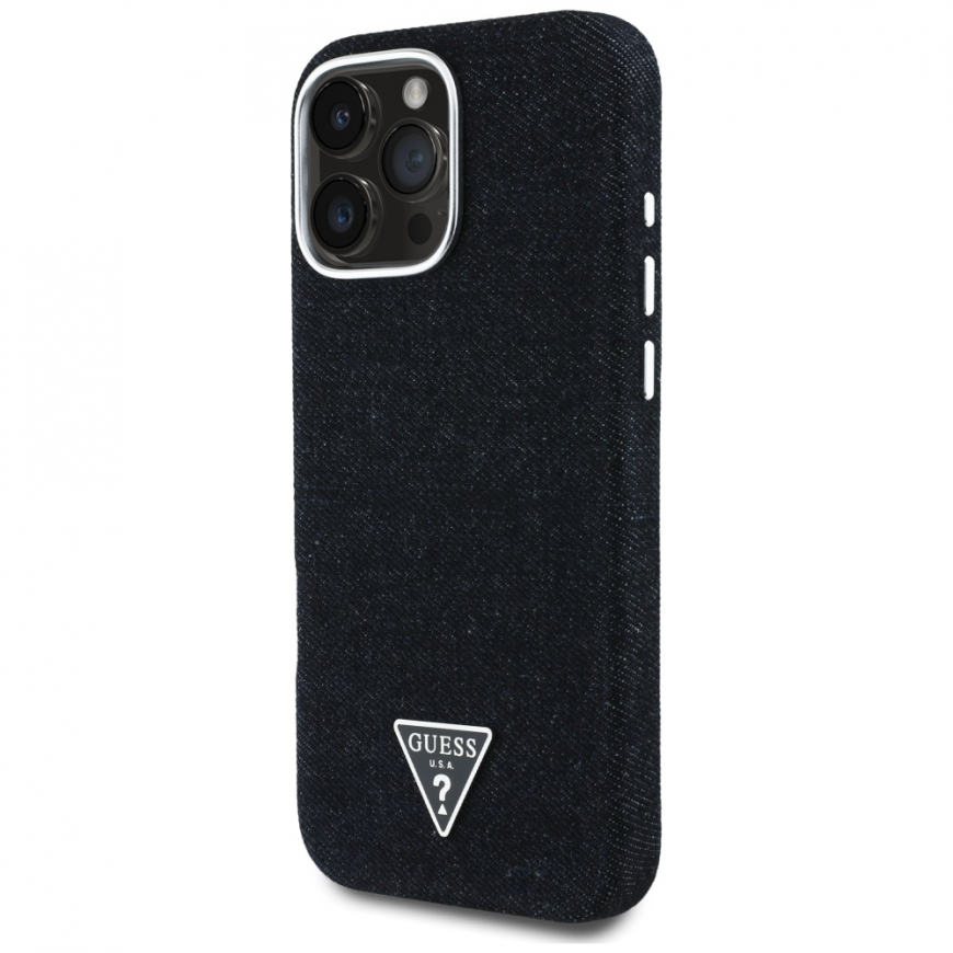 Case Guess Denim Triangle Logo MagSafe for iPhone 16 Pro Max black – 4