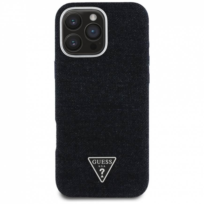 Dėklas Guess Denim Triangle Logo MagSafe do iPhone 16 Pro Max juoda – 5