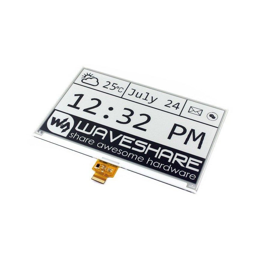 E-paper E-Ink 7.5 800x480px, display with attachment for Raspberry Pi, Waveshare 13504
