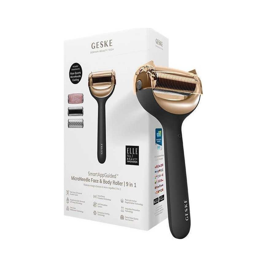GESKE MicroNeedle Face & Body Roller 9 in 1 (MicroNeedle Face & Body Roller) Gray cosmetic device