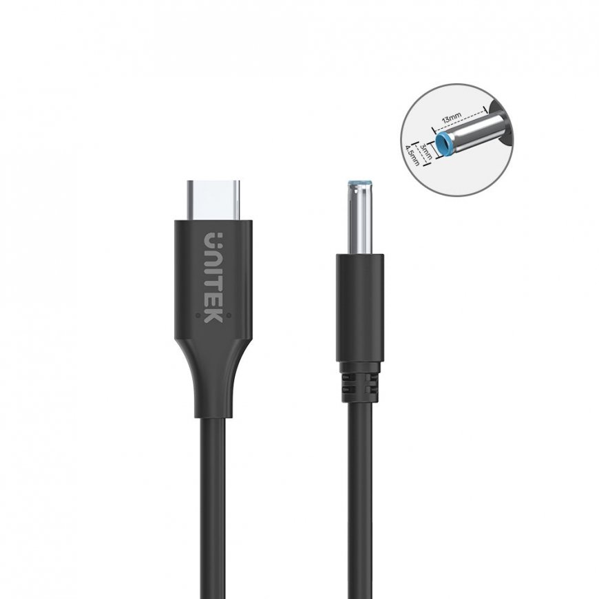 UNITEK C14117BK-1.8M virtajohto musta 1,8 m USB C DC – 3
