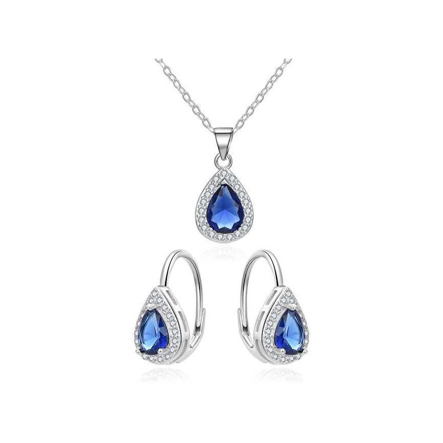 Beneto Charming silver jewelry set with zircons AGSET361R (pendant, chain, earrings)