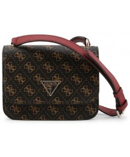 Guess, Noelle, Leather, 4G Logo, Crossbody Bag, Brown, hwql78 79780, 18.5 x 14.5 x 7 cm, Women Women