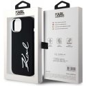 Karl Lagerfeld Silicone Metal Script Logo Case for iPhone 15 black