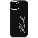 Karl Lagerfeld Silicone Metal Script Logo Case for iPhone 15 black