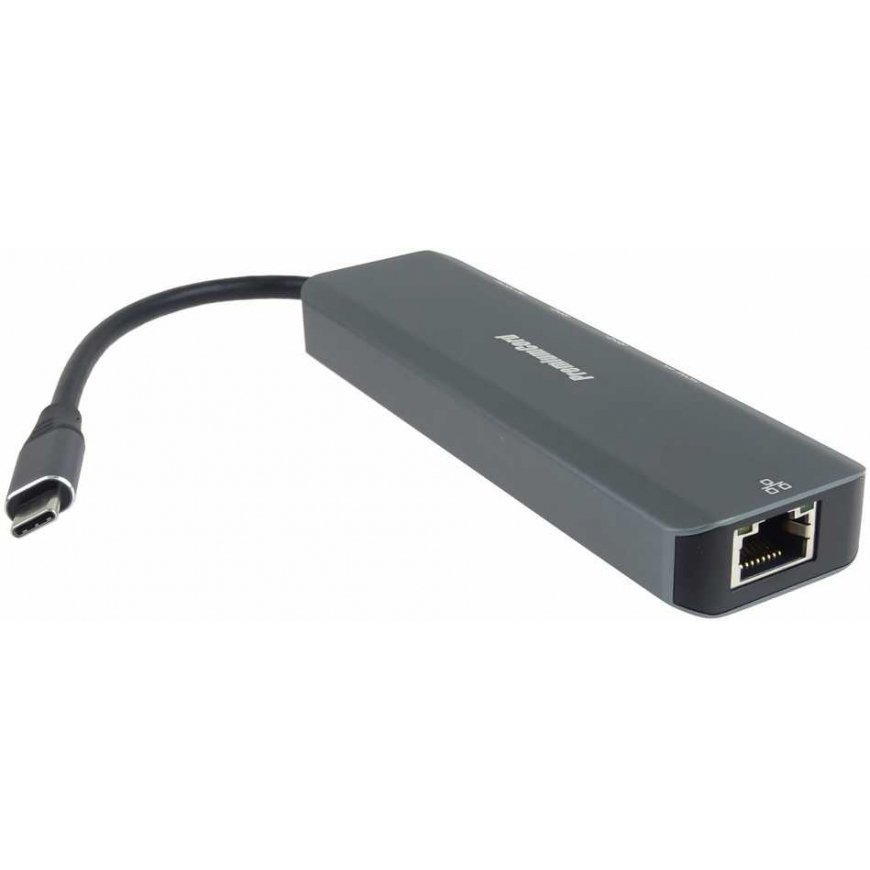 PREMIUMCORD USB-C adapter with Gigabit 10/100/1000Mbps + 1x HDMI, 2x USB3.2, 1x PD 100W connector, Grey – 3