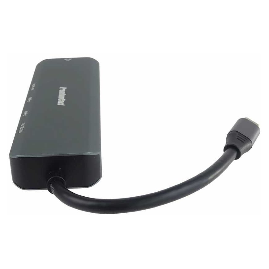 PREMIUMCORD USB-C adapter with Gigabit 10/100/1000Mbps + 1x HDMI, 2x USB3.2, 1x PD 100W connector, Grey – 4