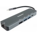 PREMIUMCORD USB-C-sovitin Gigabit 10/100/1000Mbps + 1x HDMI, 2x USB3.2, 1x PD 100W -liitin, harmaa PREMIUMCORD USB-C-sovitin Gigabit 10/100/1000Mbps + 1x HDMI, 2x USB3.2, 1x PD 100W -liitin, harmaa