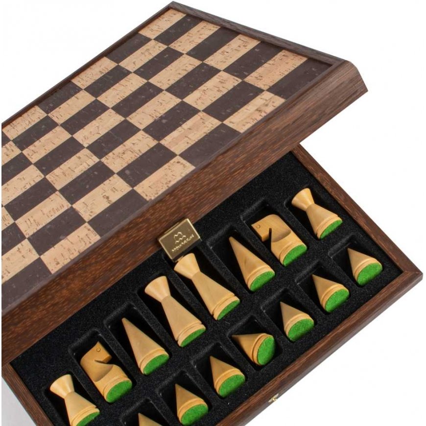Manopoulos Cork Chess Board 40cm (Brown) With Modern Style Pieces
