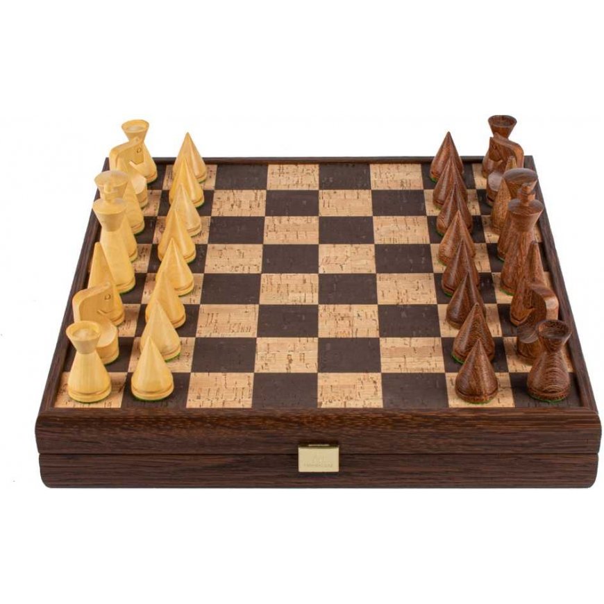 Manopoulos Cork Chess Board 40cm (Brown) With Modern Style Pieces – 2