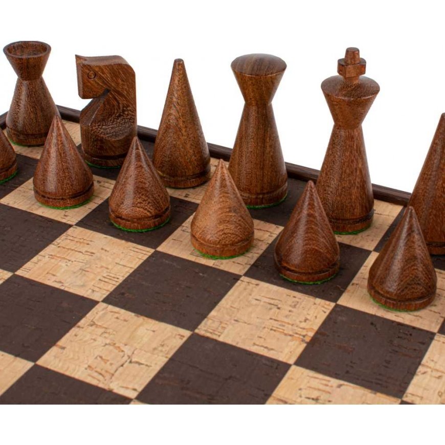 Manopoulos Cork Chess Board 40cm (Brown) With Modern Style Pieces – 3