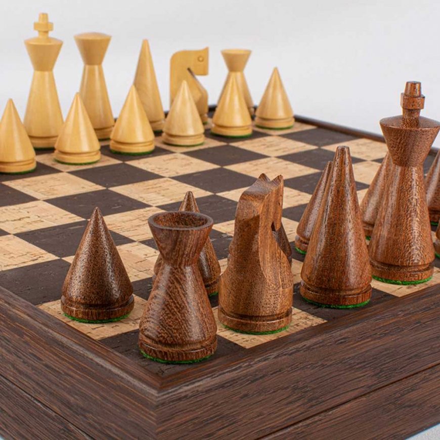 Manopoulos Cork Chess Board 40cm (Brown) With Modern Style Pieces – 4