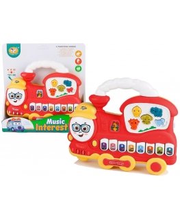 Lean Toys Interactive Piano Locomotive Animal Sound Vehicles Punainen