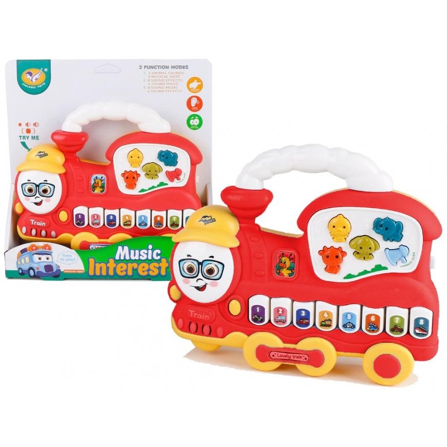 Lean Toys Interactive Piano Locomotive Animal Sound Vehicles Punainen