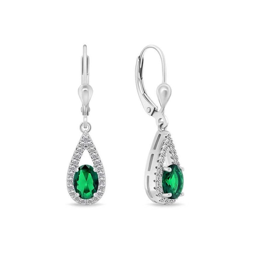 Brilio Silver Brilio Silver Impressive silver earrings with green zircons EA310WG
