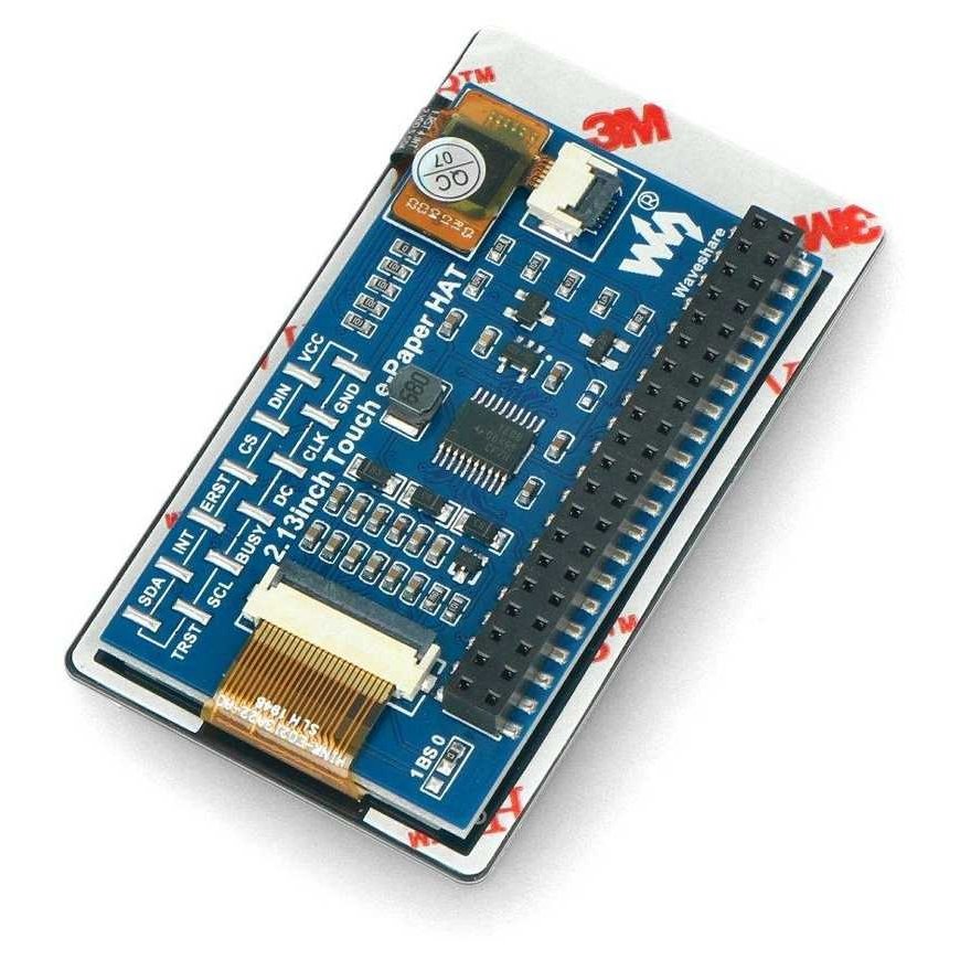 E-paper touch screen, 2.13" 250x122px, black and white, Raspberry Pi, Waveshare 19493 – 2