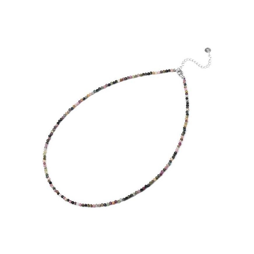 Agate Mineral Necklace with Colored Tourmaline Beads POL-N09/47L