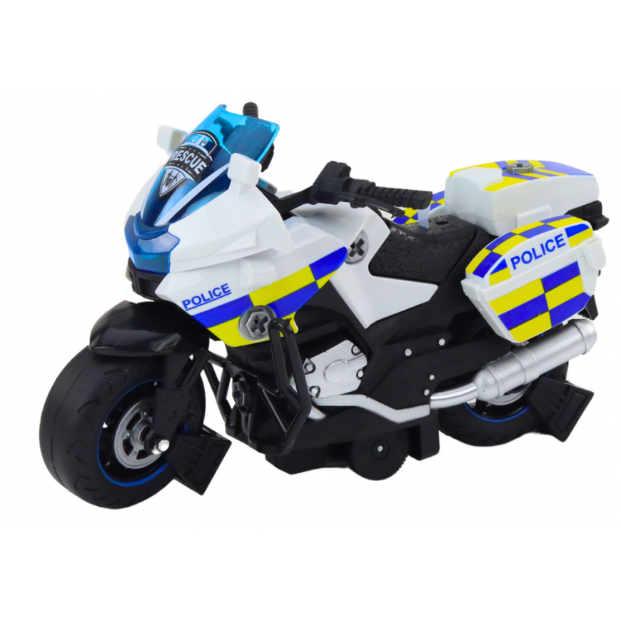 Lean Toys Police Rotating Motorcycle DIY Lights Sounds White – 2