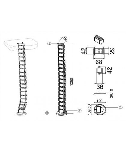 Deltaco Office cable collector, 4 gutters, white – 7