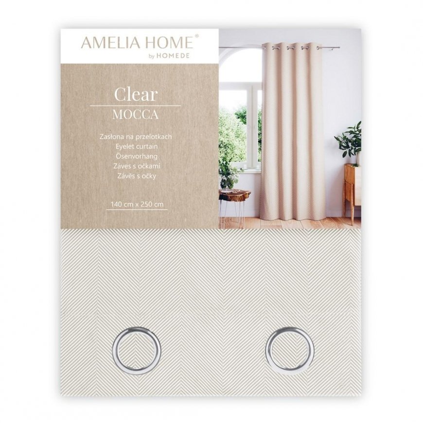 Yöverho AmeliaHome CLEAR, 140x250 cm, sormukset, väri: cappuccino – 5