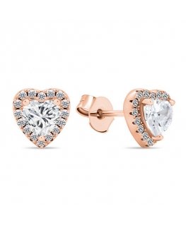 Brilio Silver Brilio Silver Romantic bronze earrings with zircons Heart EA574R