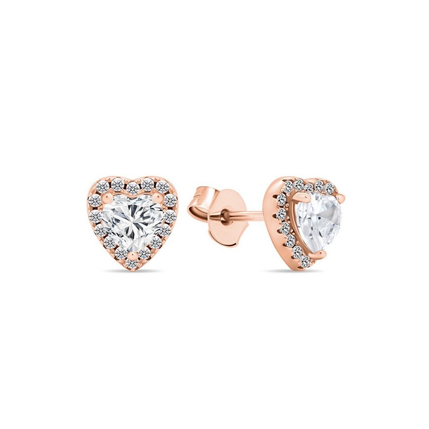 Brilio Silver Brilio Silver Romantic bronze earrings with zircons Heart EA574R