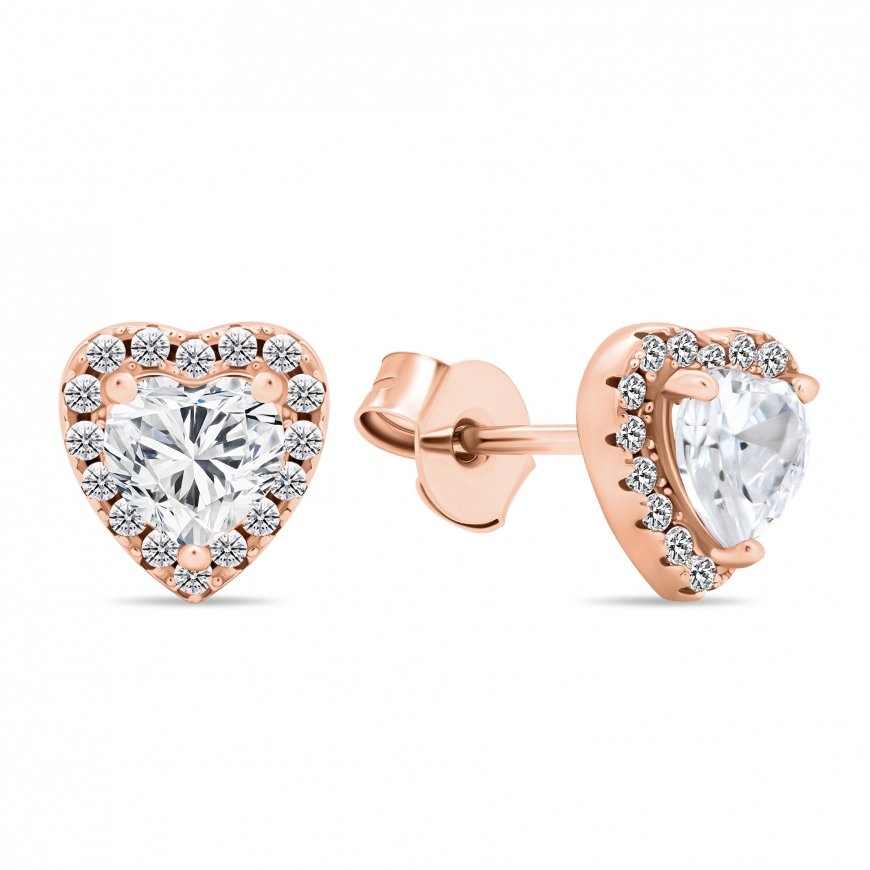 Brilio Silver Brilio Silver Romantic bronze earrings with zircons Heart EA574R – 2