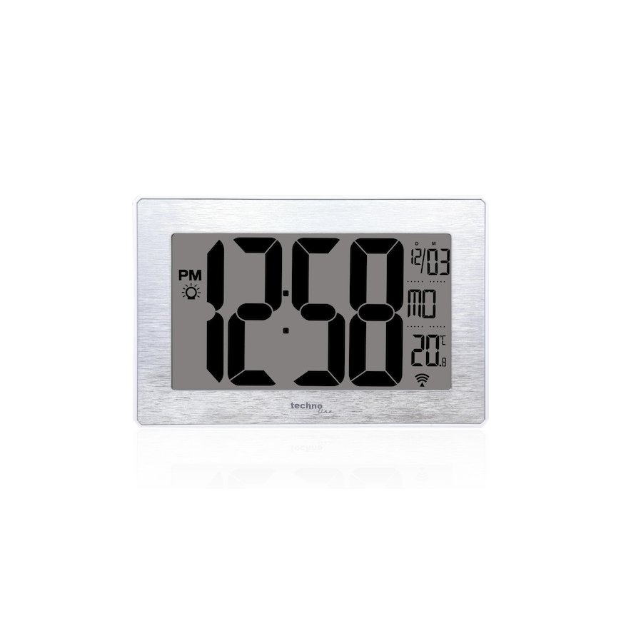 Technoline DCF-77 Digital clock Rectangle Stainless steel