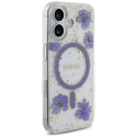 Guess Resin Flowers Glitter MagSafe Case for iPhone 16 purple Guess Resin Flowers Glitter MagSafe Case for iPhone 16 purple