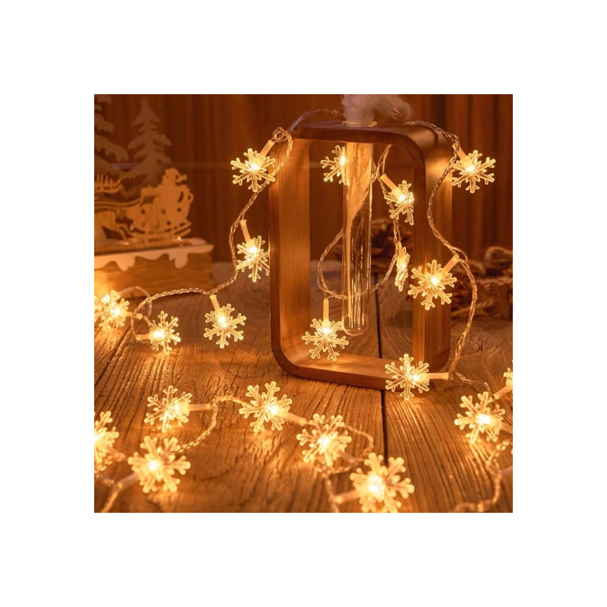 LED kalėdų leputės snowflake/star - 10m/80 lempučių warm baltas maitinama baterijomis 3xAA EHD-LS06 – 4
