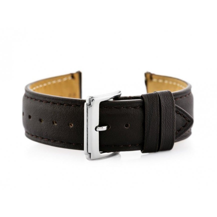 Pacific W89 dark brown leather watch strap - 22mm