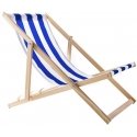 Set of 2 sun loungers, blue stripes, assembled, Woodok Set of 2 sun loungers, blue stripes, assembled, Woodok