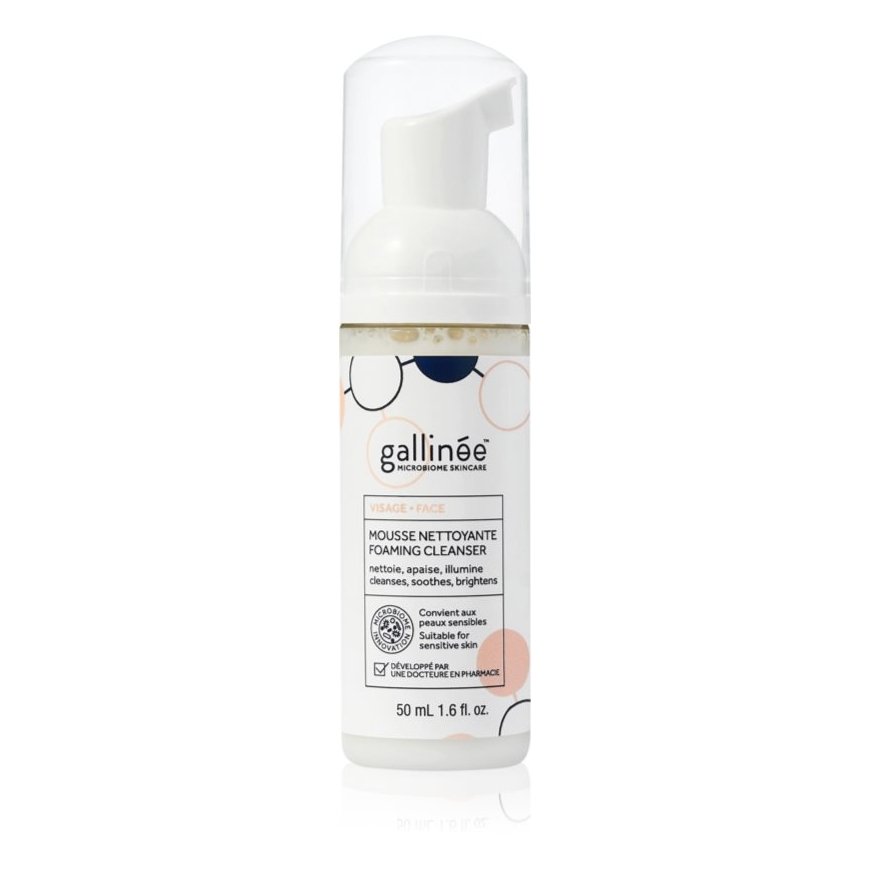 Gallinee, Microbiome ihonhoito, prebiootit ja postbiootit, puhdistava, puhdistusvaahto, 50 ml – 2