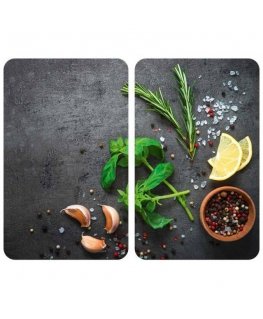 PIECES HERBS glass protective plates for stove - 2 pcs, WENKO