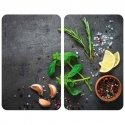 PIECES HERBS glass protective plates for stove - 2 pcs, WENKO